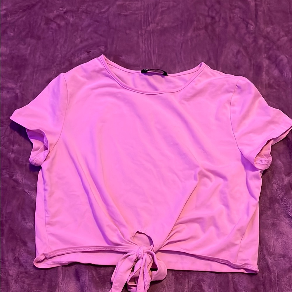 Pink Tie-Front Women's Top